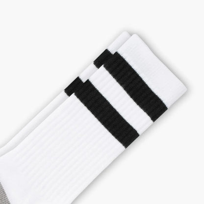 Men's Cotton Crew Sock | White x Black Stripe